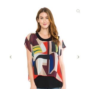 Palila geometric abstract chiffon Women's Top
